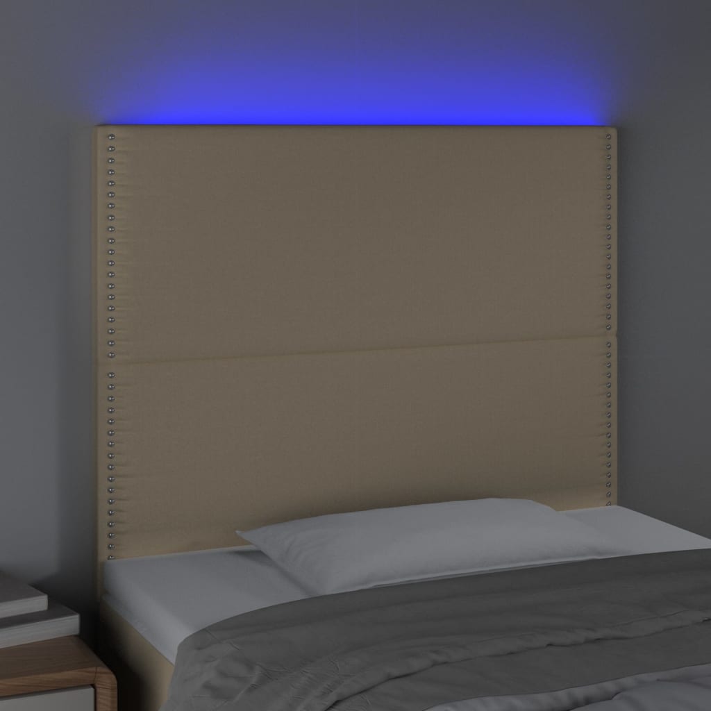 Tăblie de pat cu LED, crem, 100x5x118/128 cm, textil - Lando