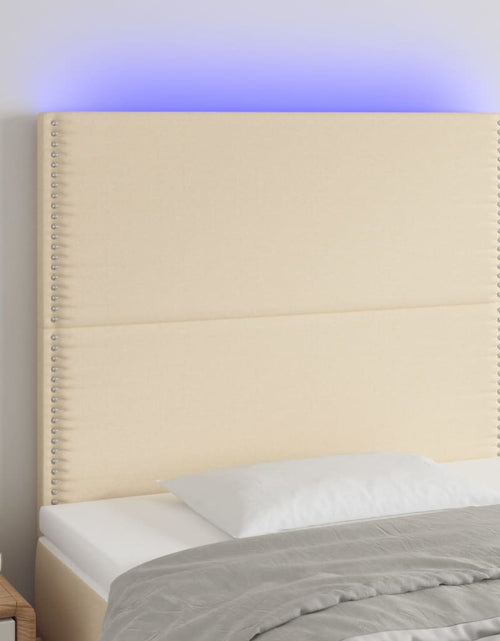 Încărcați imaginea în vizualizatorul Galerie, Tăblie de pat cu LED, crem, 100x5x118/128 cm, textil - Lando
