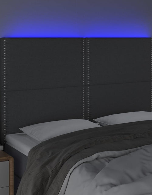 Încărcați imaginea în vizualizatorul Galerie, Tăblie de pat cu LED, gri închis, 144x5x118/128 cm, textil - Lando
