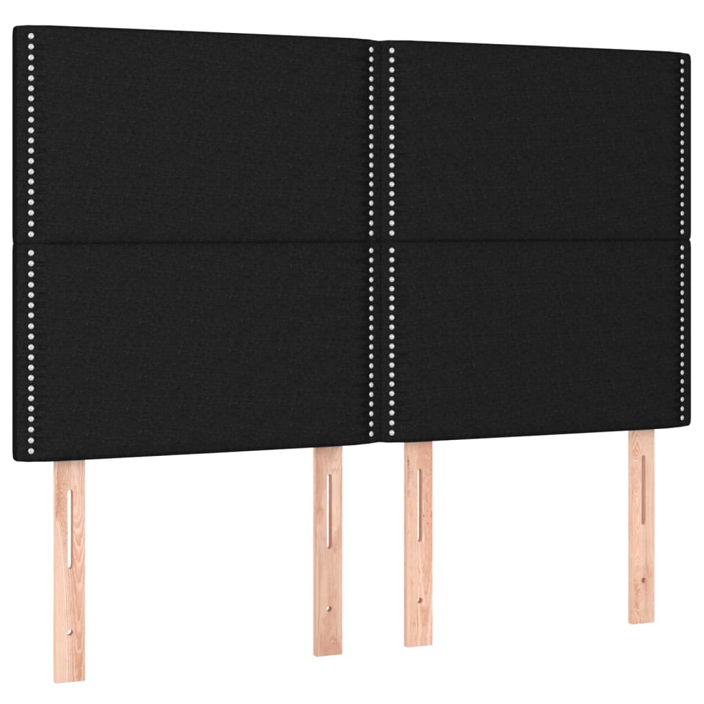 Tăblie de pat cu LED, negru, 144x5x118/128 cm, textil - Lando