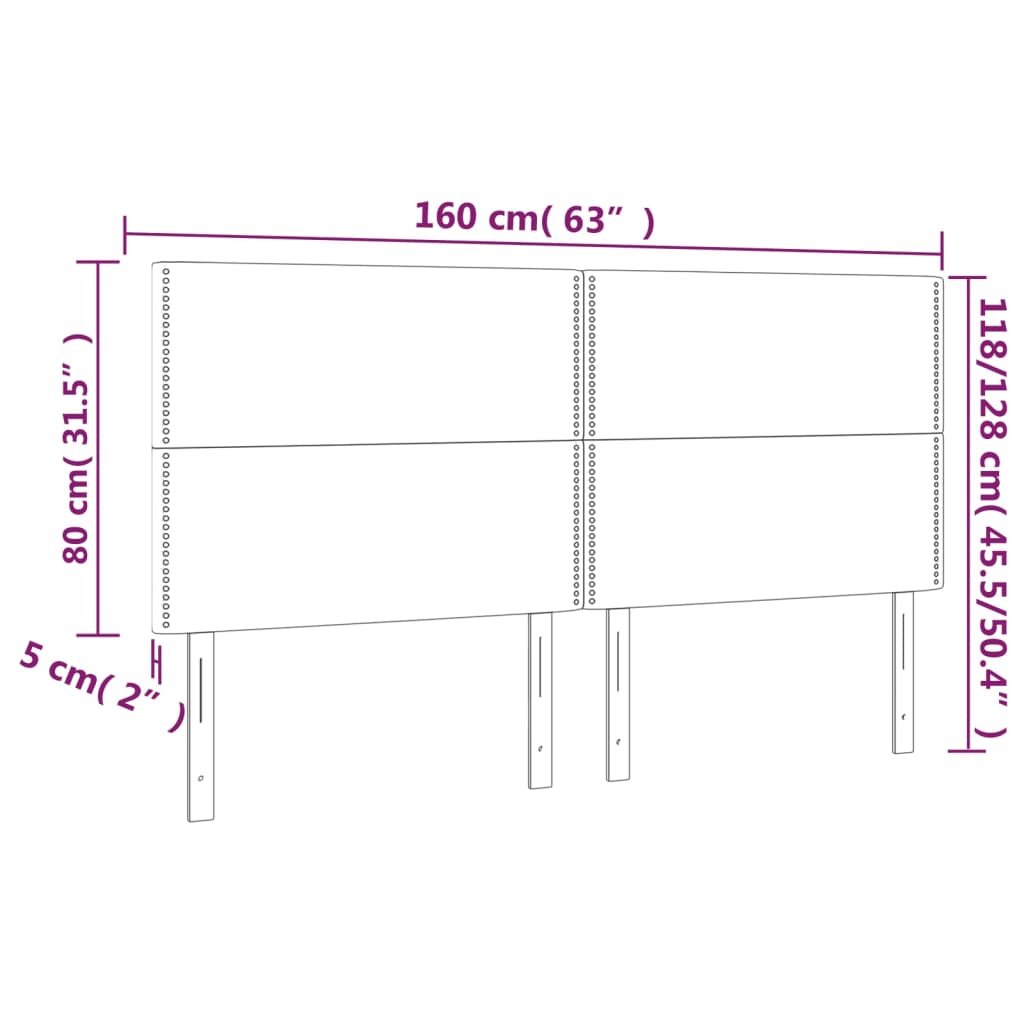 Tăblie de pat cu LED, crem, 160x5x118/128 cm, textil - Lando