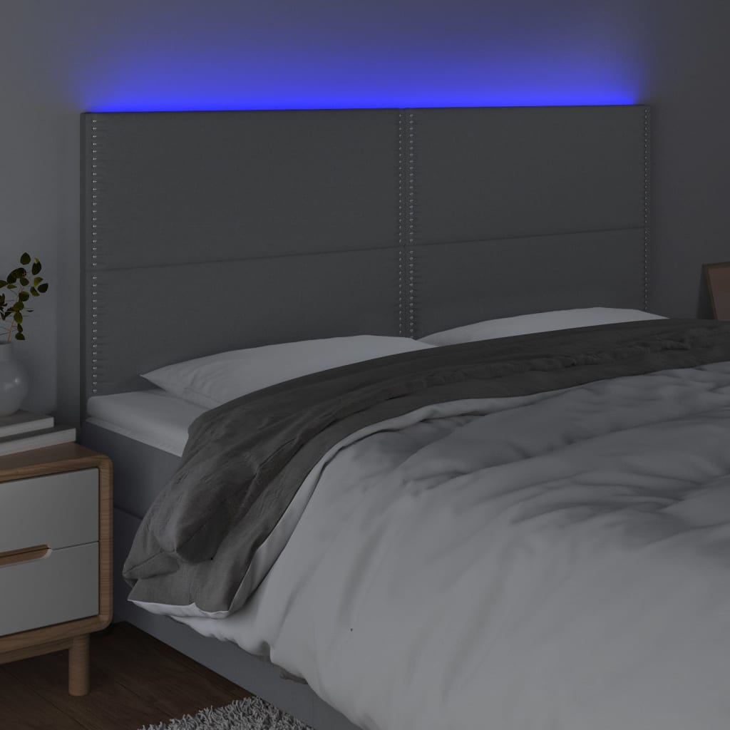 Tăblie de pat cu LED, gri deschis, 180x5x118/128 cm, textil - Lando