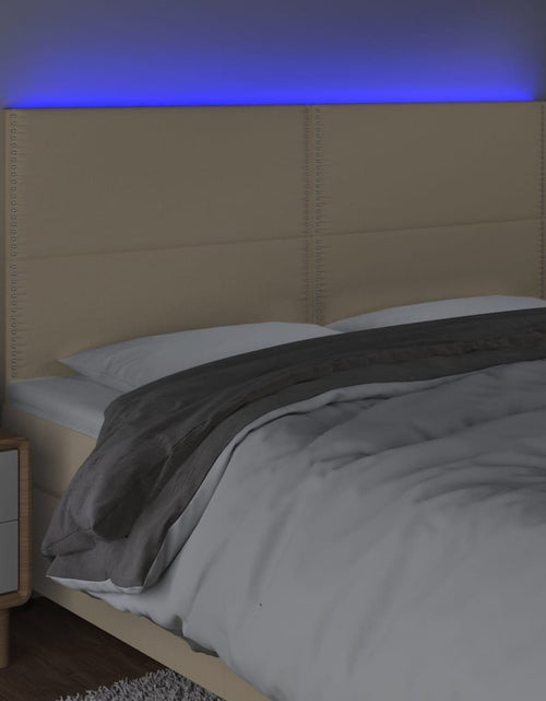 Încărcați imaginea în vizualizatorul Galerie, Tăblie de pat cu LED, crem, 180x5x118/128 cm, textil - Lando
