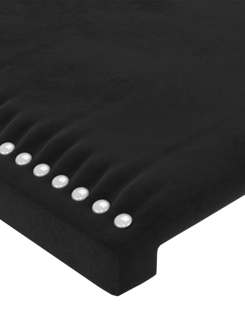 Încărcați imaginea în vizualizatorul Galerie, Tăblie de pat cu LED, negru, 80x5x118/128 cm, catifea - Lando
