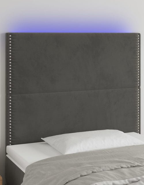 Загрузите изображение в средство просмотра галереи, Tăblie de pat cu LED, gri închis, 100x5x118/128 cm, textil - Lando
