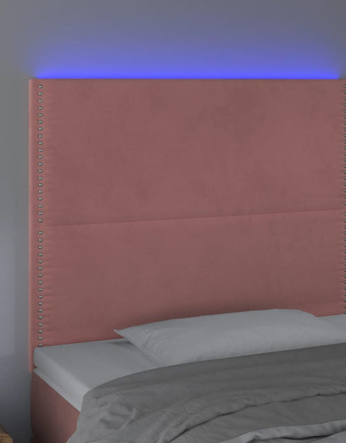 Încărcați imaginea în vizualizatorul Galerie, Tăblie de pat cu LED, roz, 100x5x118/128 cm, catifea - Lando
