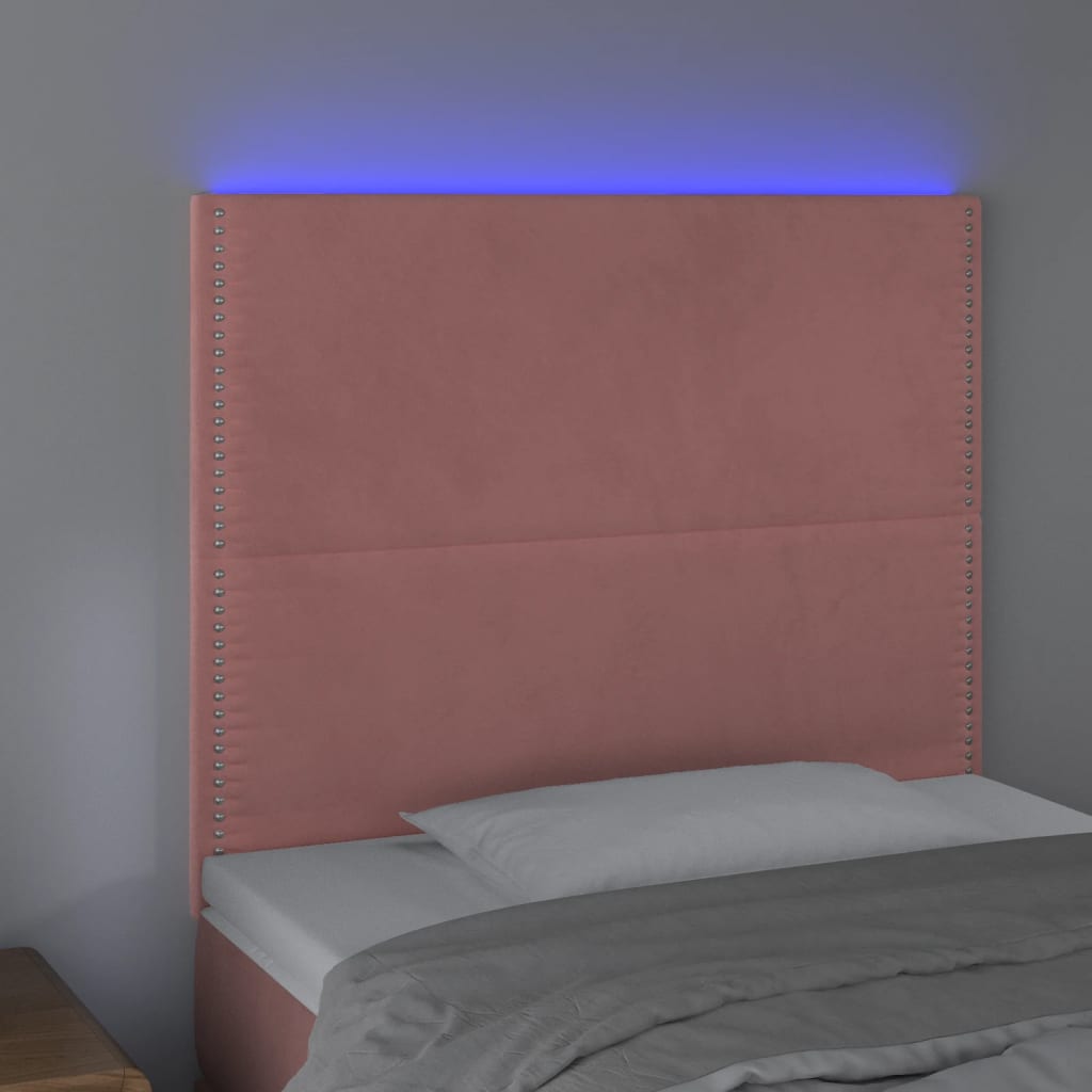 Tăblie de pat cu LED, roz, 100x5x118/128 cm, catifea - Lando