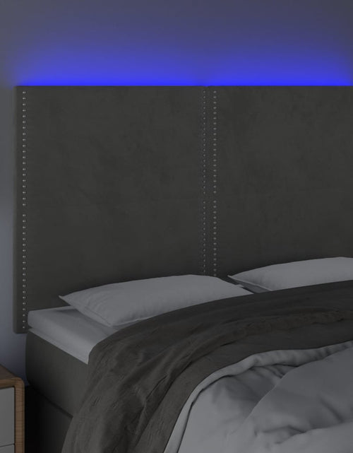 Загрузите изображение в средство просмотра галереи, Tăblie de pat cu LED, gri deschis, 144x5x118/128 cm, catifea - Lando
