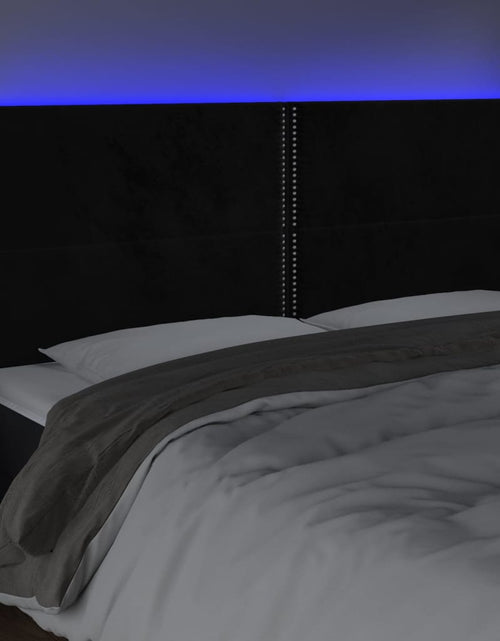 Загрузите изображение в средство просмотра галереи, Tăblie de pat cu LED, negru, 200x5x118/128 cm, catifea - Lando
