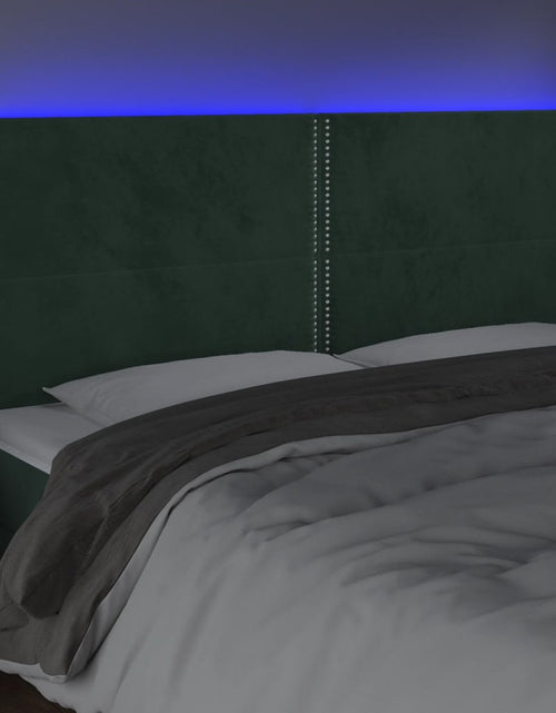 Încărcați imaginea în vizualizatorul Galerie, Tăblie de pat cu LED, verde închis, 200x5x118/128 cm, catifea - Lando
