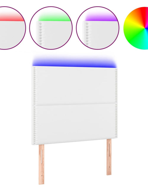 Загрузите изображение в средство просмотра галереи, Tăblie de pat cu LED, alb, 80x5x118/128 cm, piele ecologică - Lando

