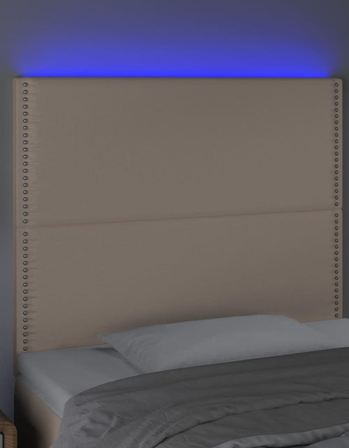 Încărcați imaginea în vizualizatorul Galerie, Tăblie de pat cu LED, cappuccino, 100x5x118/128 cm, piele eco - Lando
