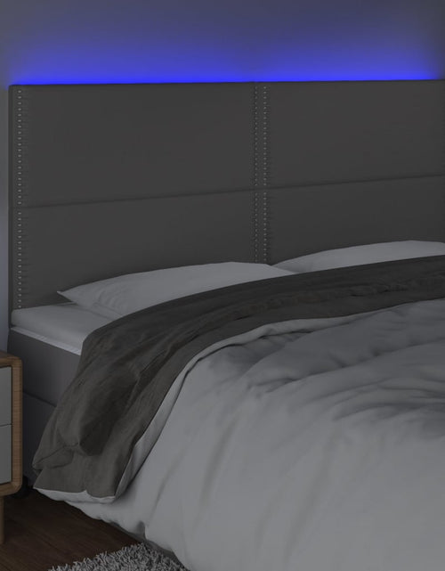 Încărcați imaginea în vizualizatorul Galerie, Tăblie de pat cu LED, gri, 200x5x118/128 cm, piele ecologică - Lando
