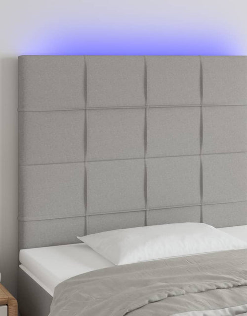 Încărcați imaginea în vizualizatorul Galerie, Tăblie de pat cu LED, gri deschis, 80x5x118/128 cm, textil - Lando
