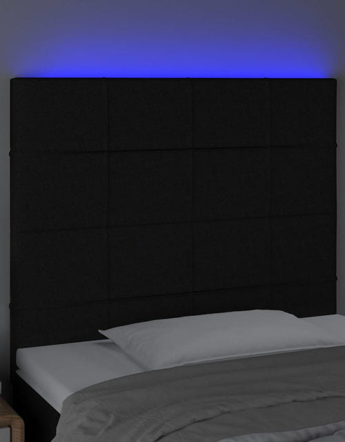 Încărcați imaginea în vizualizatorul Galerie, Tăblie de pat cu LED, negru, 100x5x118/128 cm, textil - Lando
