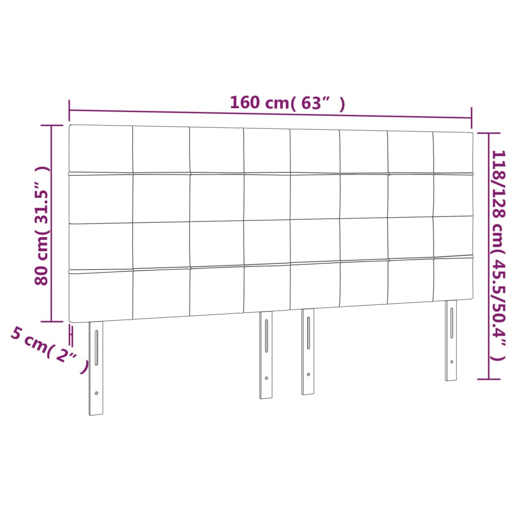 Tăblie de pat cu LED, gri închis, 160x5x118/128 cm, textil - Lando