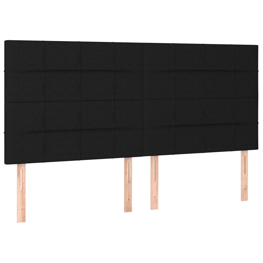 Tăblie de pat cu LED, negru, 200x5x118/128 cm, textil - Lando