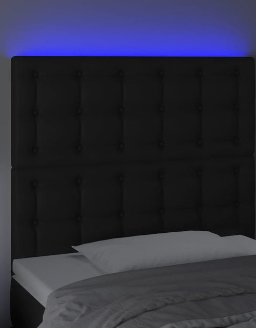 Încărcați imaginea în vizualizatorul Galerie, Tăblie de pat cu LED, negru, 100x5x118/128 cm, piele ecologică - Lando
