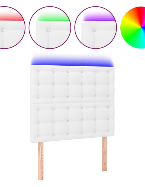 Încărcați imaginea în vizualizatorul Galerie, Tăblie de pat cu LED, alb, 100x5x118/128 cm, piele ecologică - Lando
