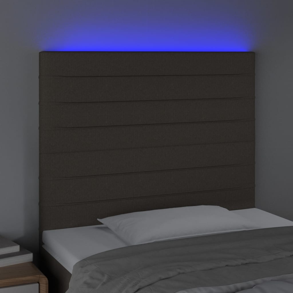 Tăblie de pat cu LED, gri taupe, 100x5x118/128 cm, textil - Lando