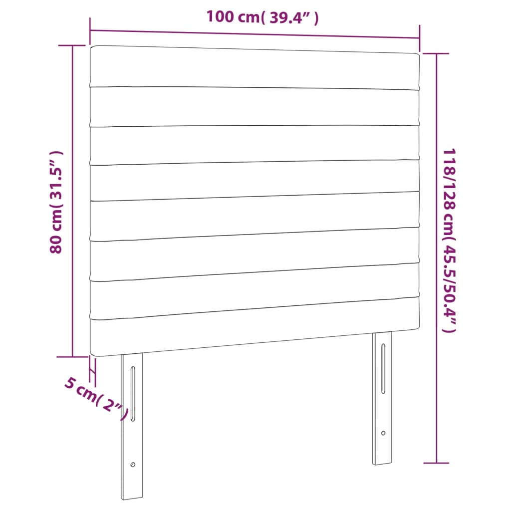 Tăblie de pat cu LED, gri taupe, 100x5x118/128 cm, textil - Lando