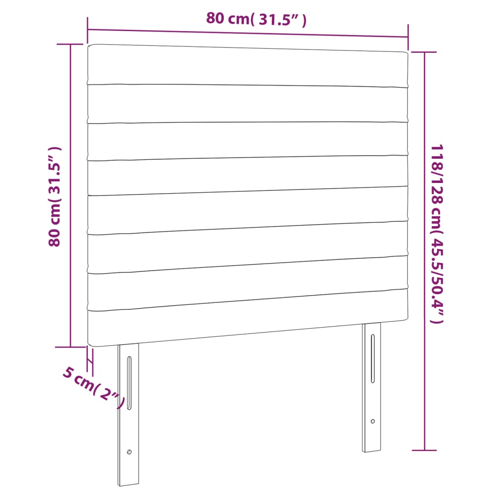 Tăblie de pat cu LED, gri închis, 80x5x118/128 cm, catifea - Lando