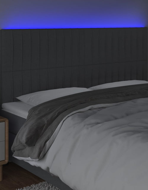 Încărcați imaginea în vizualizatorul Galerie, Tăblie de pat cu LED, gri închis, 200x5x118/128 cm, textil - Lando
