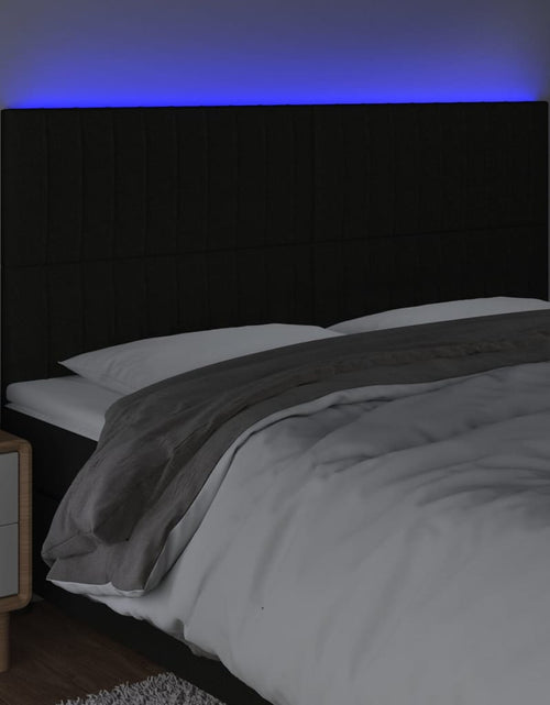 Загрузите изображение в средство просмотра галереи, Tăblie de pat cu LED, negru, 200x5x118/128 cm, textil - Lando
