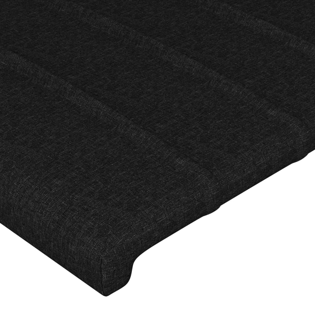 Tăblie de pat cu LED, negru, 200x5x118/128 cm, textil - Lando