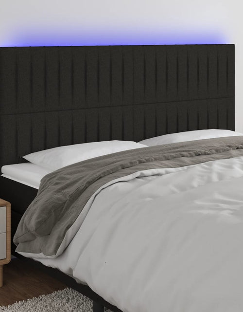 Încărcați imaginea în vizualizatorul Galerie, Tăblie de pat cu LED, negru, 200x5x118/128 cm, textil - Lando
