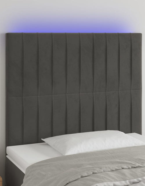 Încărcați imaginea în vizualizatorul Galerie, Tăblie de pat cu LED, gri închis, 100x5x118/128 cm, textil - Lando
