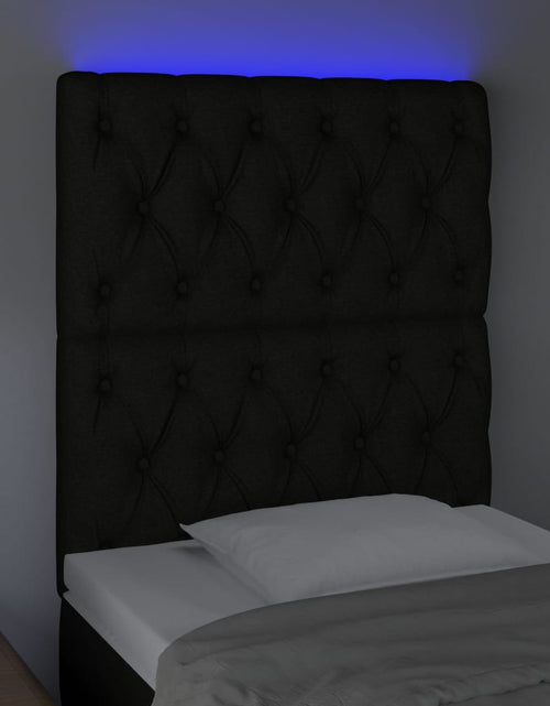 Загрузите изображение в средство просмотра галереи, Tăblie de pat cu LED, negru, 80x7x118/128 cm, textil - Lando
