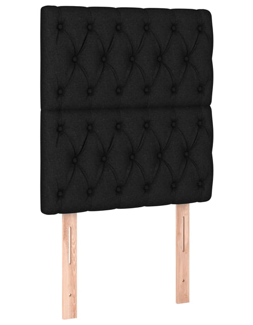 Încărcați imaginea în vizualizatorul Galerie, Tăblie de pat cu LED, negru, 80x7x118/128 cm, textil - Lando

