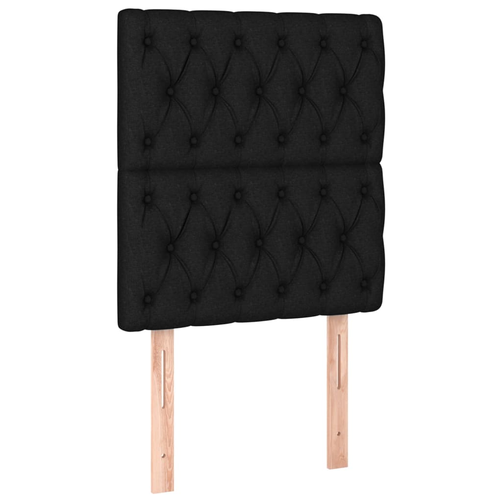 Tăblie de pat cu LED, negru, 80x7x118/128 cm, textil - Lando