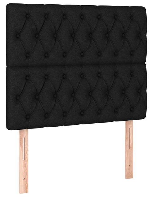 Încărcați imaginea în vizualizatorul Galerie, Tăblie de pat cu LED, negru, 90x7x118/128 cm, textil - Lando
