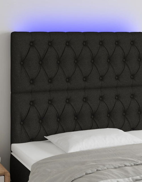 Загрузите изображение в средство просмотра галереи, Tăblie de pat cu LED, negru, 90x7x118/128 cm, textil - Lando
