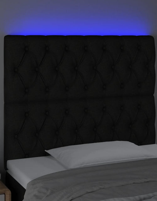 Încărcați imaginea în vizualizatorul Galerie, Tăblie de pat cu LED, negru, 100x7x118/128 cm, textil - Lando
