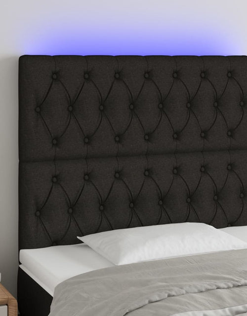 Загрузите изображение в средство просмотра галереи, Tăblie de pat cu LED, negru, 100x7x118/128 cm, textil - Lando

