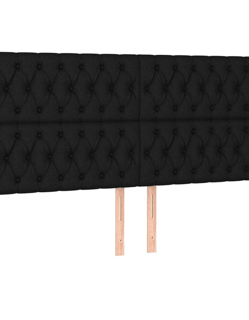 Încărcați imaginea în vizualizatorul Galerie, Tăblie de pat cu LED, negru, 200x7x118/128 cm, textil - Lando
