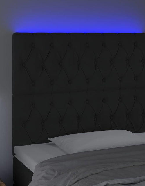 Загрузите изображение в средство просмотра галереи, Tăblie de pat cu LED, negru, 100x7x118/128 cm, catifea - Lando
