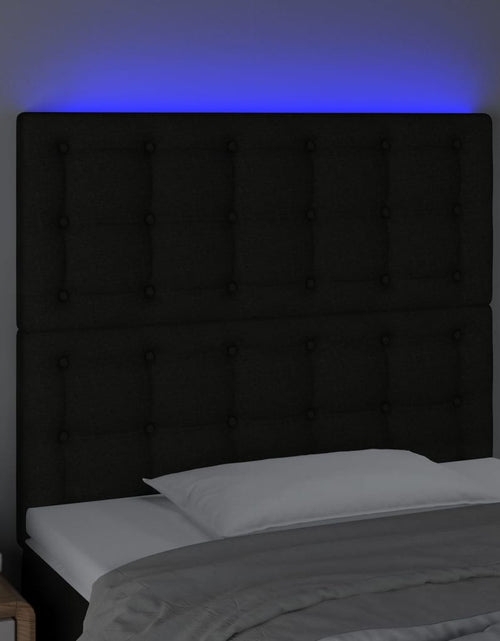 Загрузите изображение в средство просмотра галереи, Tăblie de pat cu LED, negru, 100x5x118/128 cm, textil - Lando
