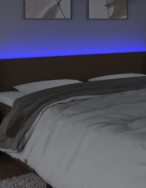 Загрузите изображение в средство просмотра галереи, Tăblie de pat cu LED, maro închis, 183x16x78/88 cm, textil - Lando
