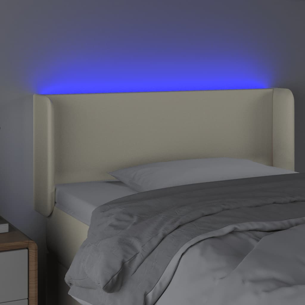 Tăblie de pat cu LED, crem, 83x16x78/88 cm, piele ecologică Lando - Lando