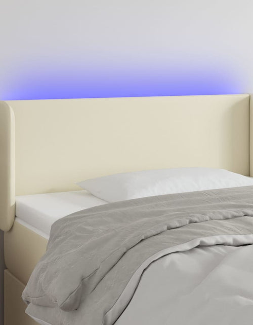 Încărcați imaginea în vizualizatorul Galerie, Tăblie de pat cu LED, crem, 83x16x78/88 cm, piele ecologică Lando - Lando
