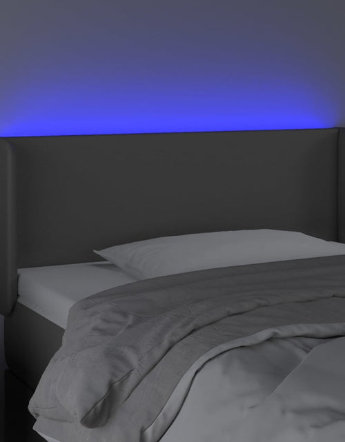 Încărcați imaginea în vizualizatorul Galerie, Tăblie de pat cu LED, gri, 83x16x78/88 cm, piele ecologică - Lando
