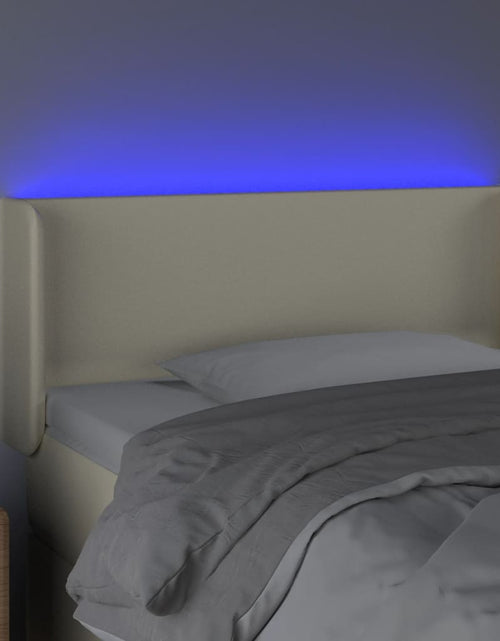Загрузите изображение в средство просмотра галереи, Tăblie de pat cu LED, crem, 93x16x78/88 cm, piele ecologică - Lando
