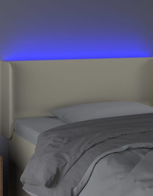 Загрузите изображение в средство просмотра галереи, Tăblie de pat cu LED, crem, 103x16x78/88 cm, piele ecologică - Lando
