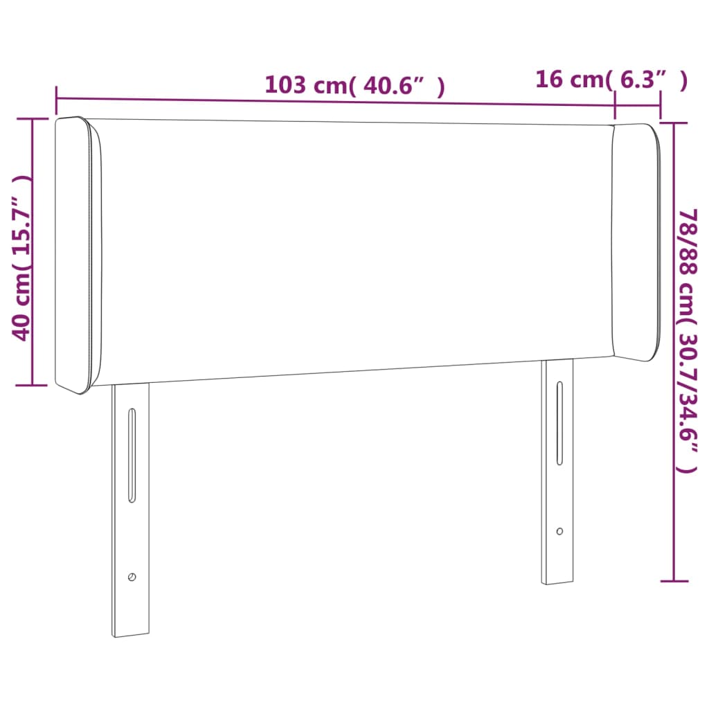 Tăblie de pat cu LED, crem, 103x16x78/88 cm, piele ecologică - Lando