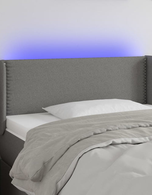 Încărcați imaginea în vizualizatorul Galerie, Tăblie de pat cu LED, gri închis, 83x16x78/88 cm, textil - Lando
