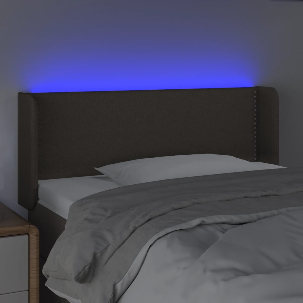 Tăblie de pat cu LED, gri taupe, 93x16x78/88 cm, textil - Lando